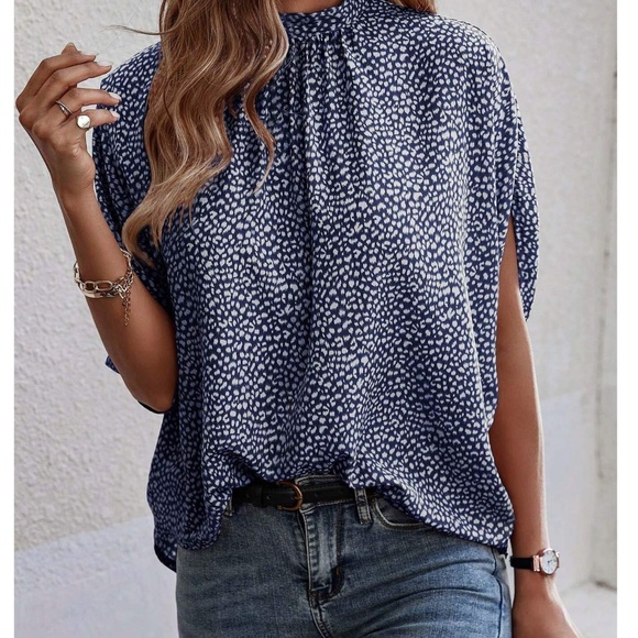 Boho Leopard Print Batwing Sleeve Blouse - Picture 2 of 8